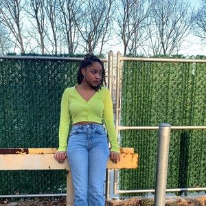 neon green cropped sweater